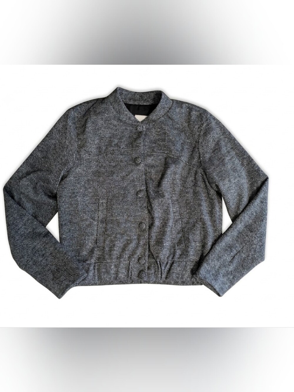 Autres Filles XS Grey Tweed Crop Jacket Fall Layering Cozy Knit Button Front